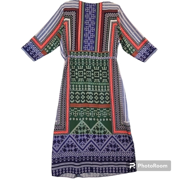 Anthropologie Purple and Green Patterned Maxi Dress - Picture 4 of 8